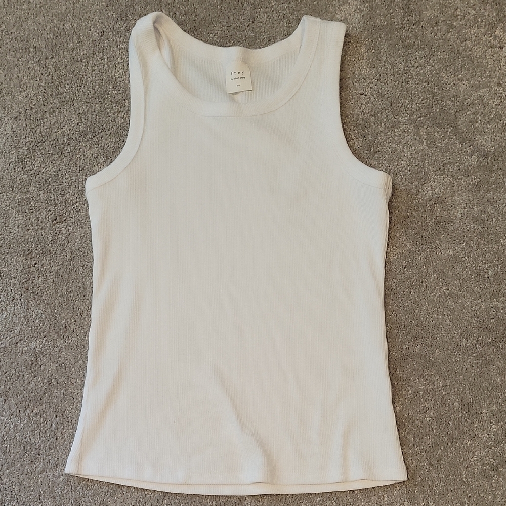 White Ribbed Tank Top